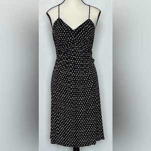 LOFT Black With Tan‎ Polka Dot V-Neck Spaghetti Strap Dress MP
